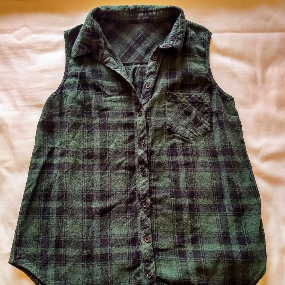Forever 21 long plaid flannel tank